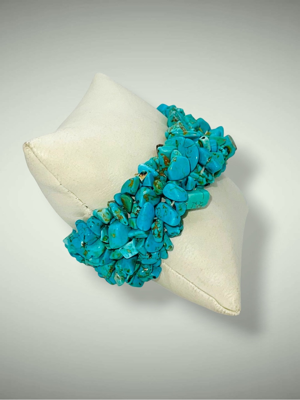 Chunky Multi-Strand Turquoise Chip Statement Stretch Bracelet Southwestern Boho - Picture 7 of 13